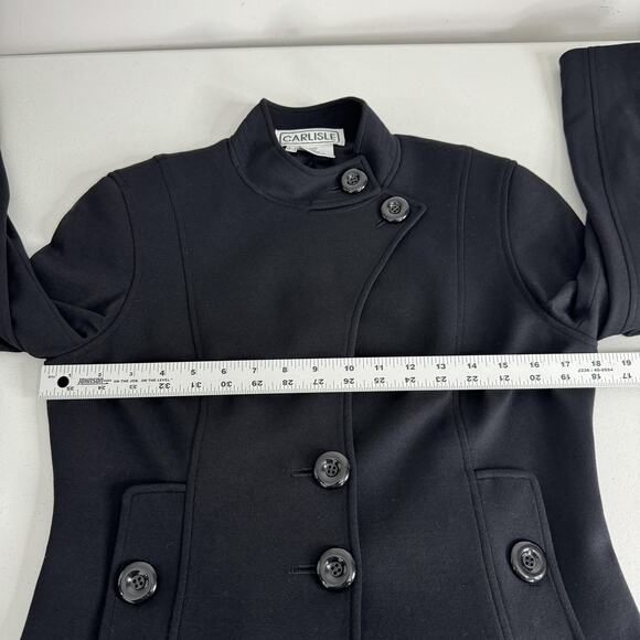 Carlisle Jacket Womens 6 Black Crop Ponte Knit Blazer Military Inspired Luxury - Picture 8 of 12
